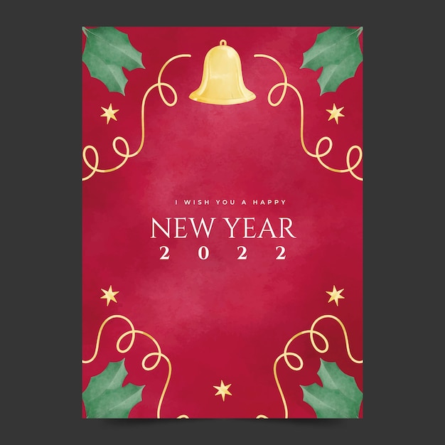 Free vector watercolor new year greeting card template