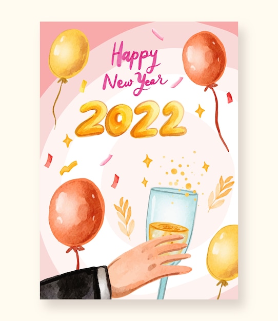 Free vector watercolor new year greeting card template