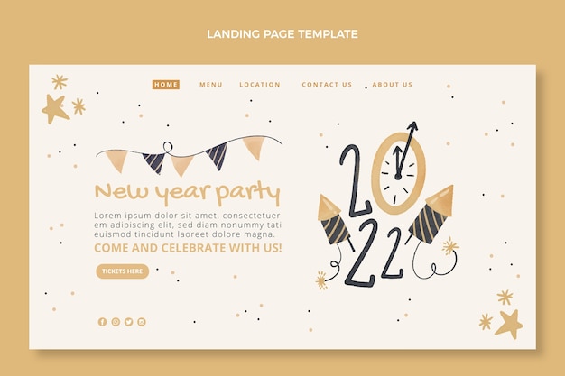 Watercolor new year landing page template