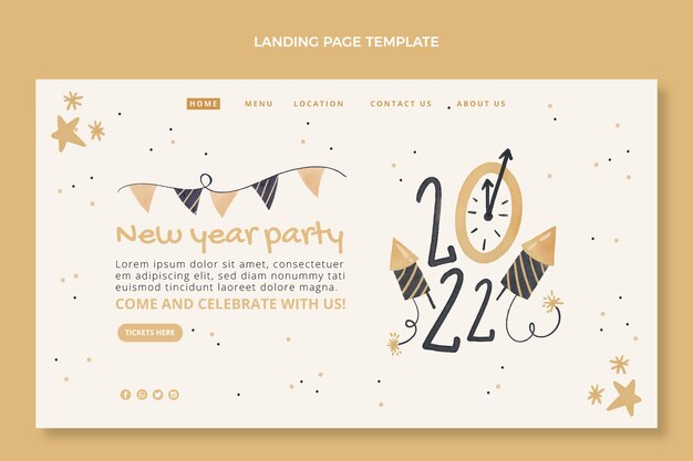 Watercolor new year landing page template