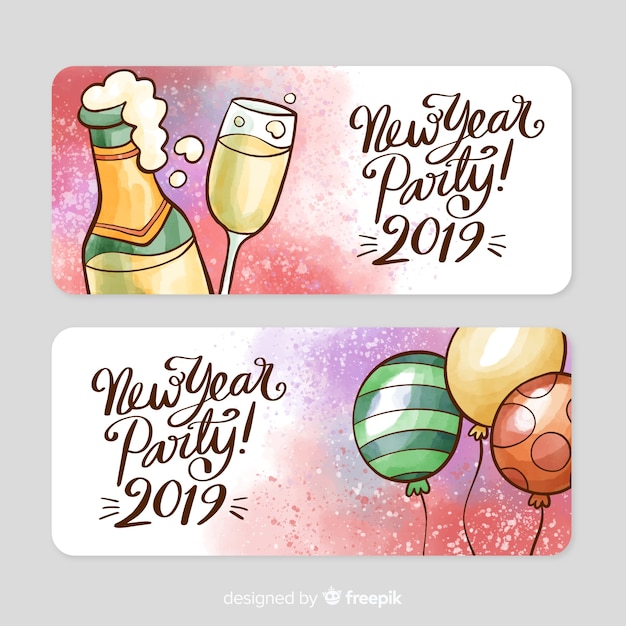 Free vector watercolor new year party banner