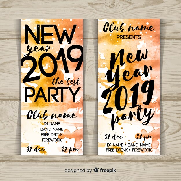 Watercolor new year party banner