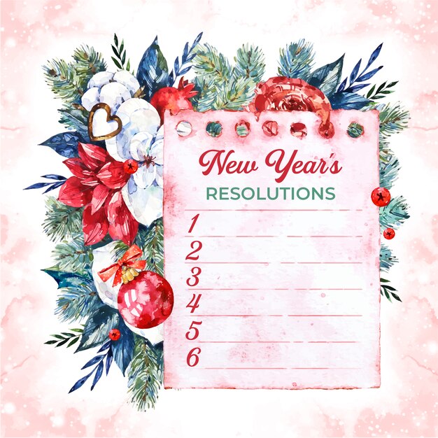 Free vector watercolor new year's resolutions illustration