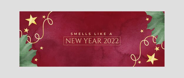 Watercolor new year social media cover template