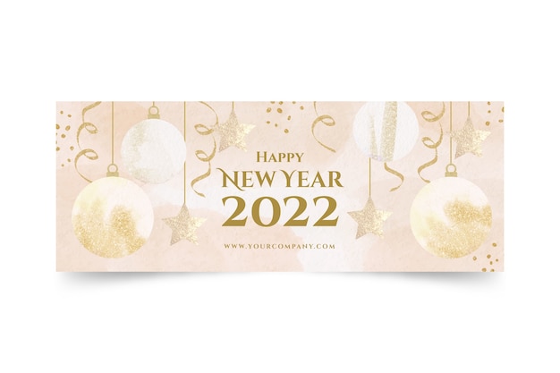 Watercolor new year social media cover template