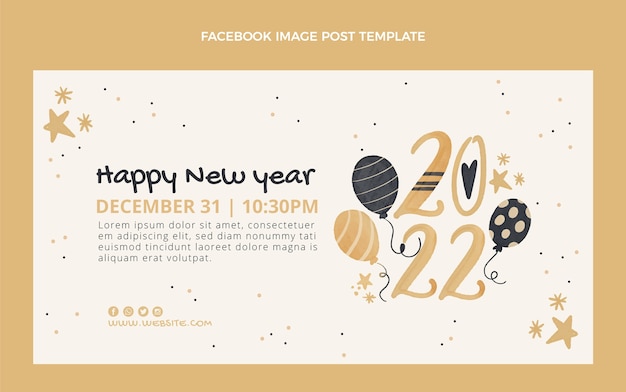 Watercolor new year social media post template