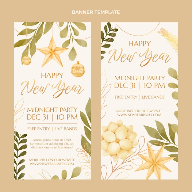 Free vector watercolor new year vertical banners set