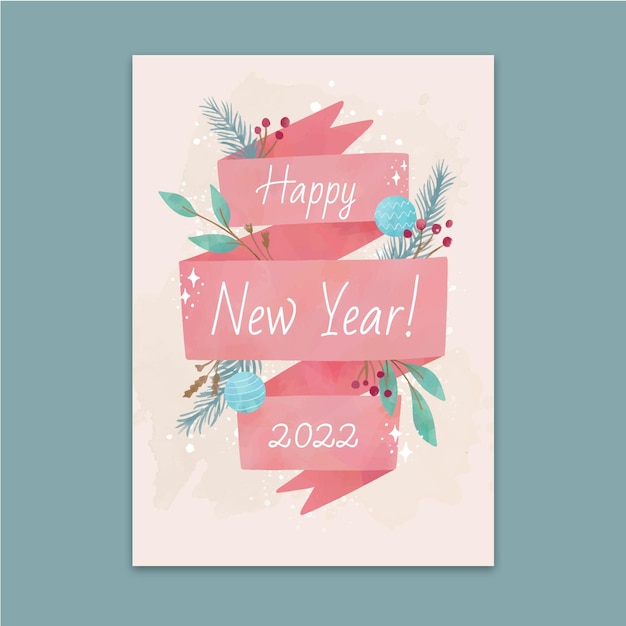 Free vector watercolor new year vertical poster template