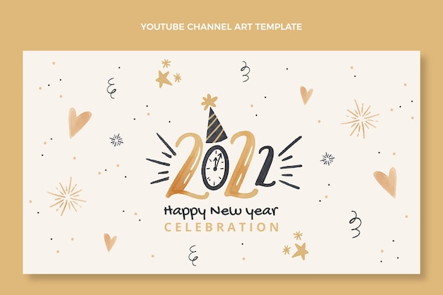 Watercolor new year youtube channel art
