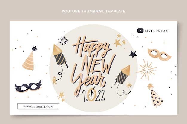Vettore gratuito miniatura di youtube del nuovo anno dell'acquerello