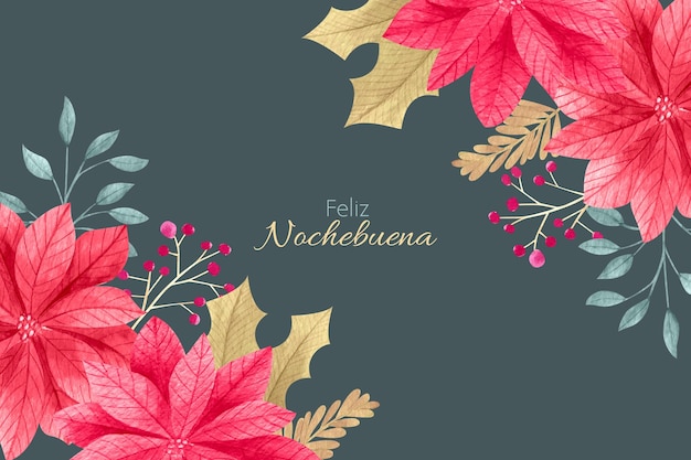 Watercolor nochebuena background