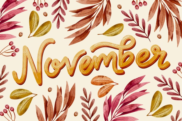 Watercolor november lettering