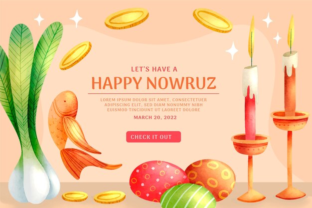 Watercolor nowruz horizontal banner