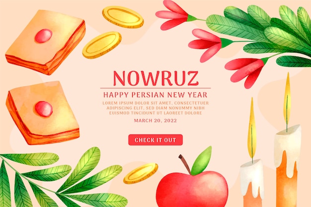 Watercolor nowruz horizontal banner