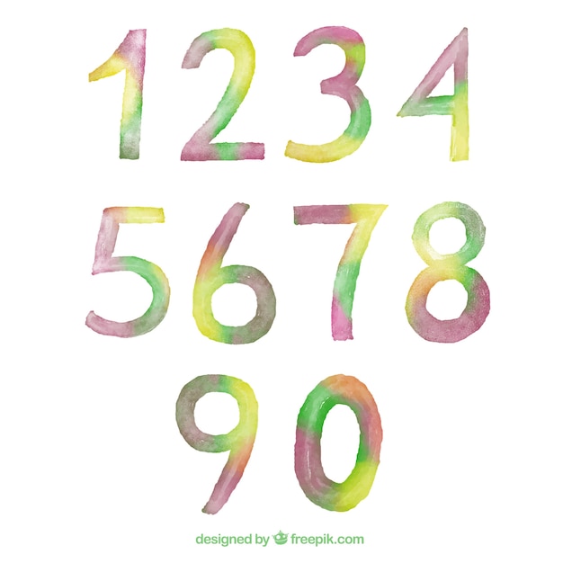 Free vector watercolor number collection