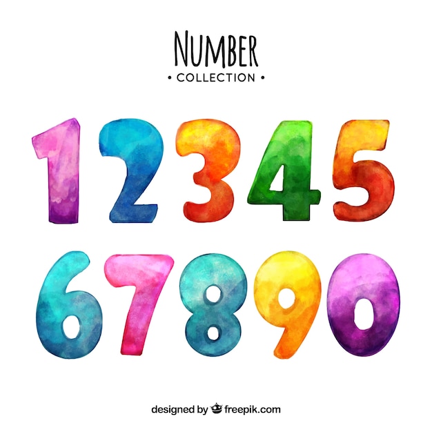 Watercolor number collection