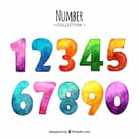 Free vector watercolor number collection