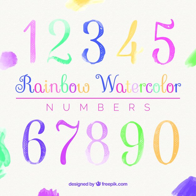 Watercolor number collection