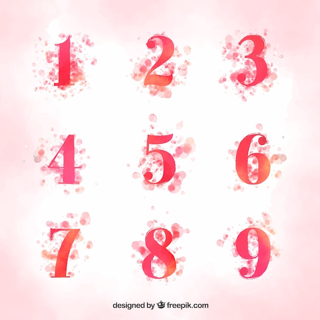 Watercolor number collection