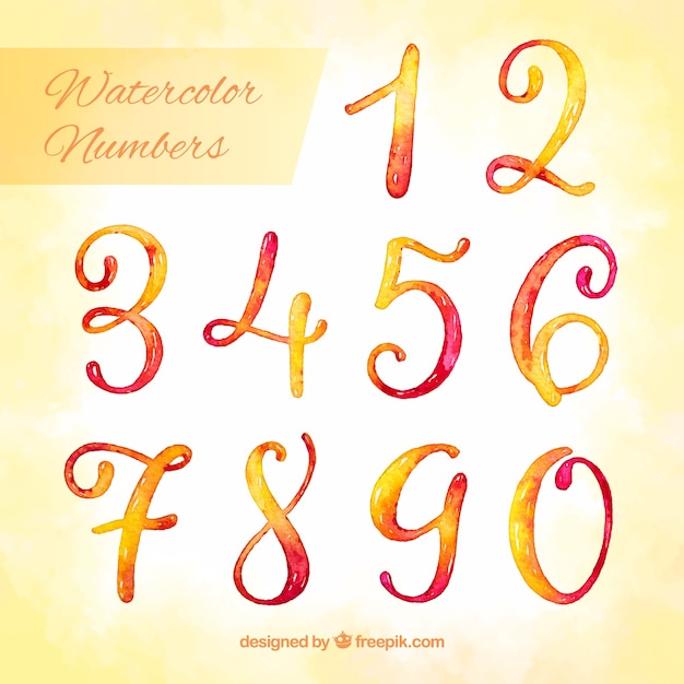 Free vector watercolor number collection