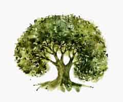 Free vector watercolor oak tree silhouette