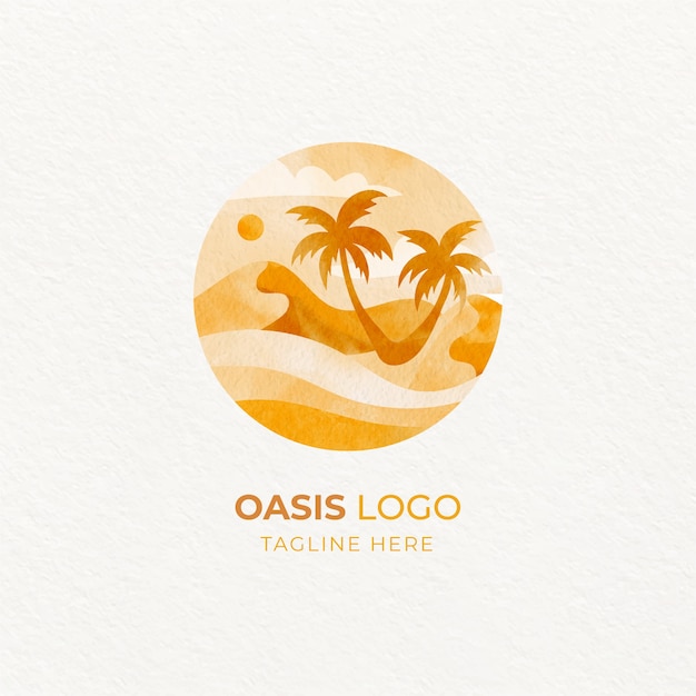 Free vector watercolor oasis logo