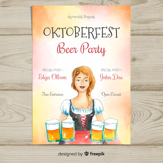 Watercolor oktoberfest poster template