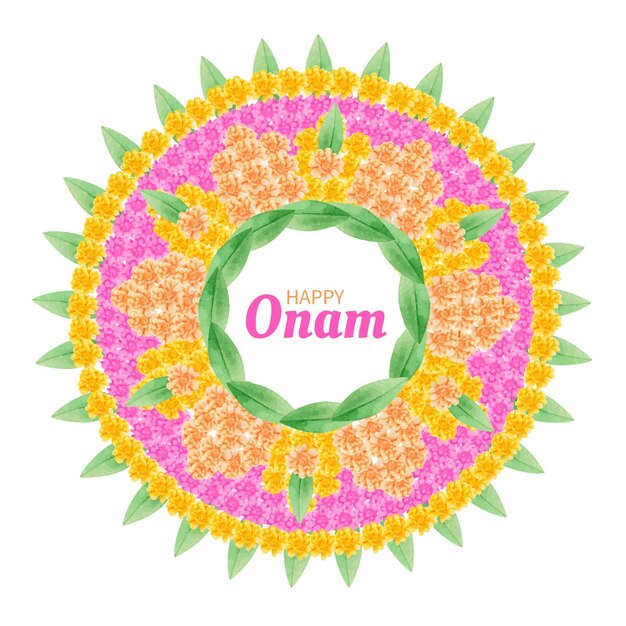 Акварель onam концепция цветочного оформления