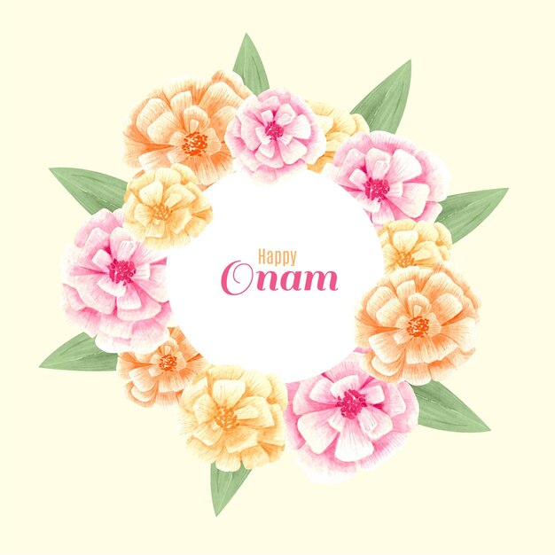 Watercolor onam floral decoration theme