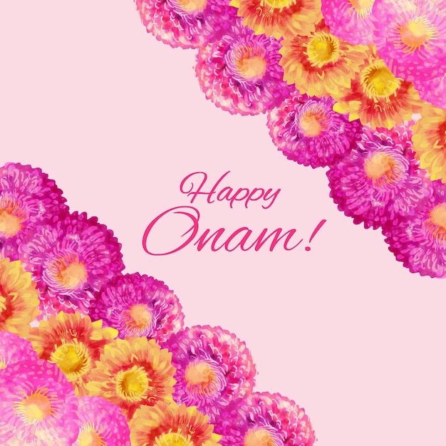 Watercolor onam floral decoration