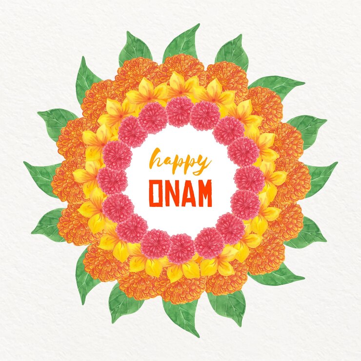 मुफ़्त वेक्टर watercolor onam floral decoration