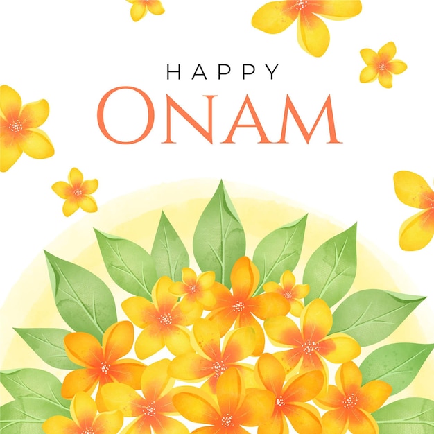 Free vector watercolor onam floral decoration