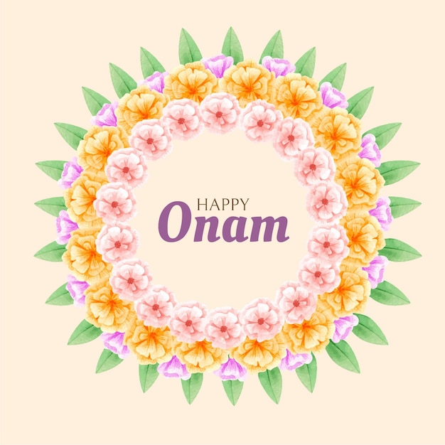 Free vector watercolor onam floral decoration