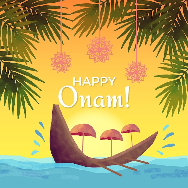 Watercolor onam illustration concept