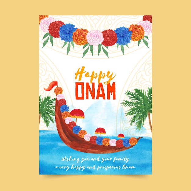 Free vector watercolor onam poster concept