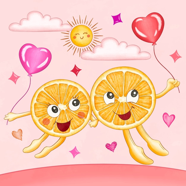 Free vector watercolor orange couple illustration