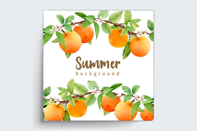 수채화 오렌지 과일 화환 테두리 및 프레임 디자인