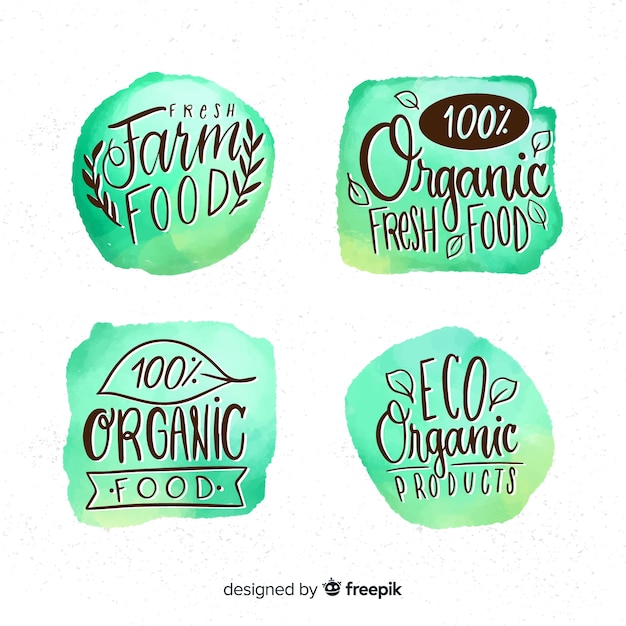 Free vector watercolor organic fruit label set