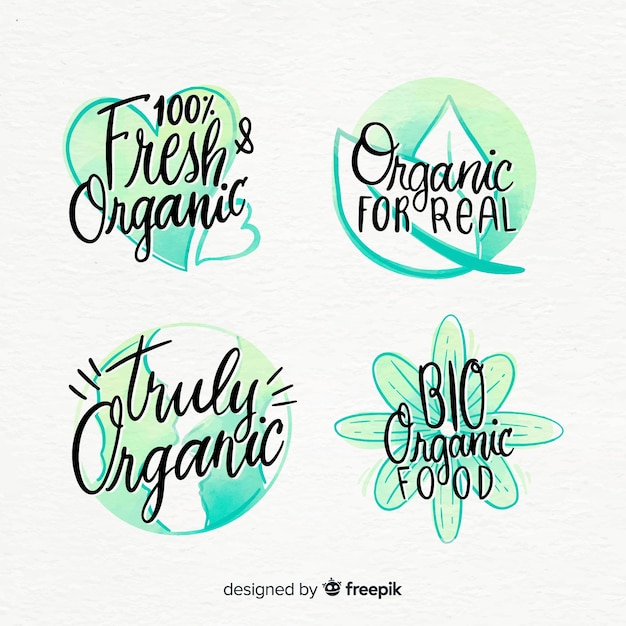 Free vector watercolor organic fruit label set