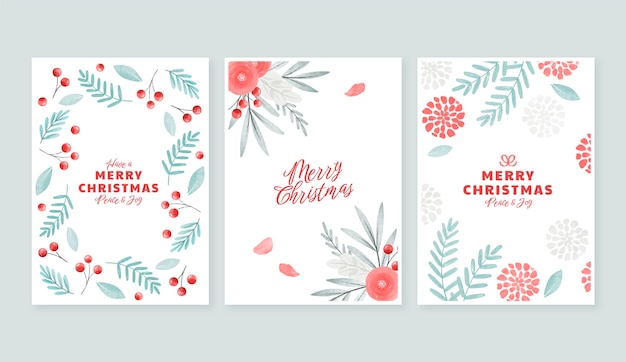 Watercolor ornamental christmas cards collection