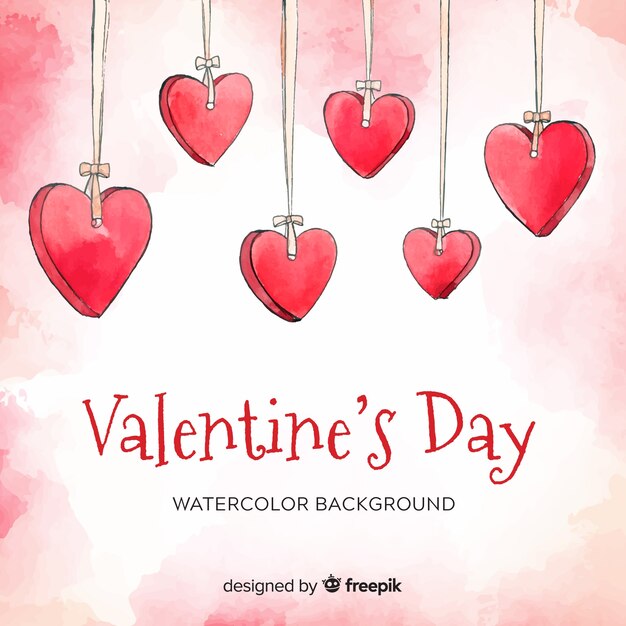 Watercolor ornaments valentine's day background