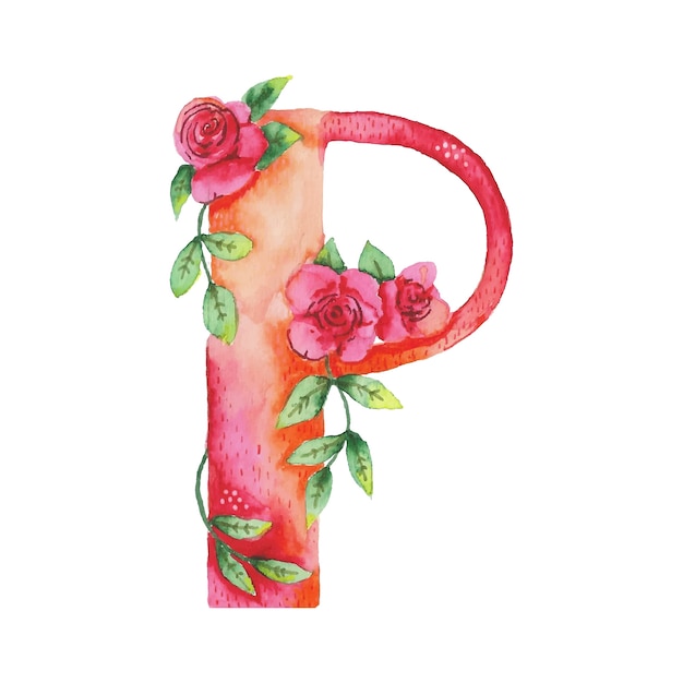 Watercolor p letter logo