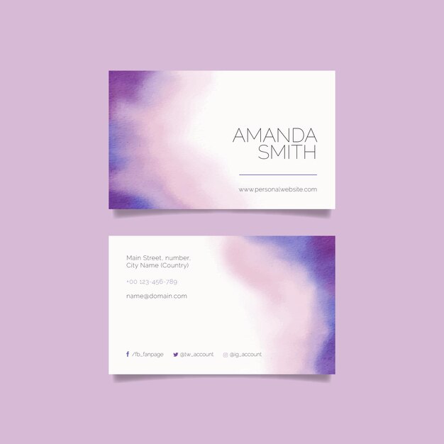 Watercolor paint dipped business card template