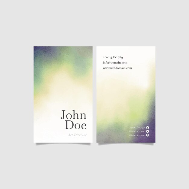 Watercolor paint dipped business card template