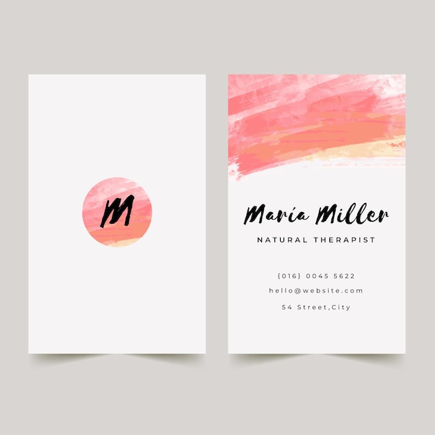 Watercolor paint-dipped business card template