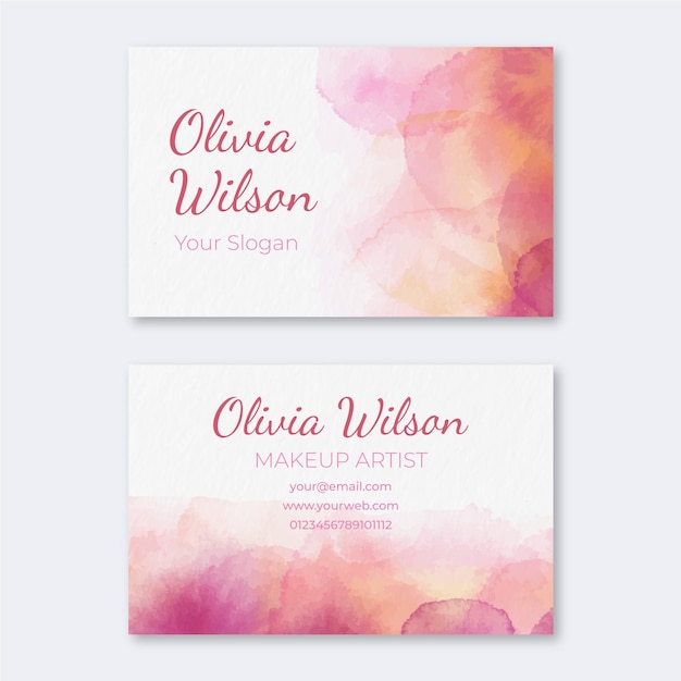 Watercolor paint-dipped business card template