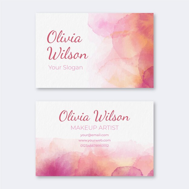 Watercolor paint-dipped business card template