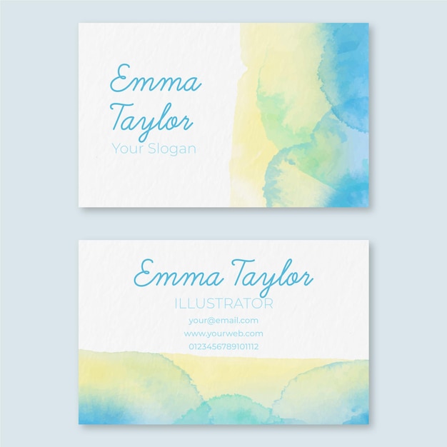 Watercolor paint-dipped business card template