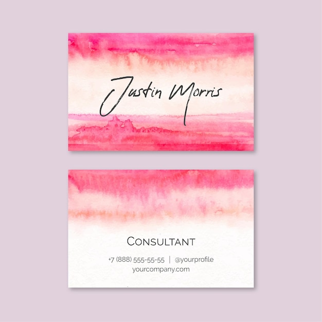 Free vector watercolor paint-dipped business card template