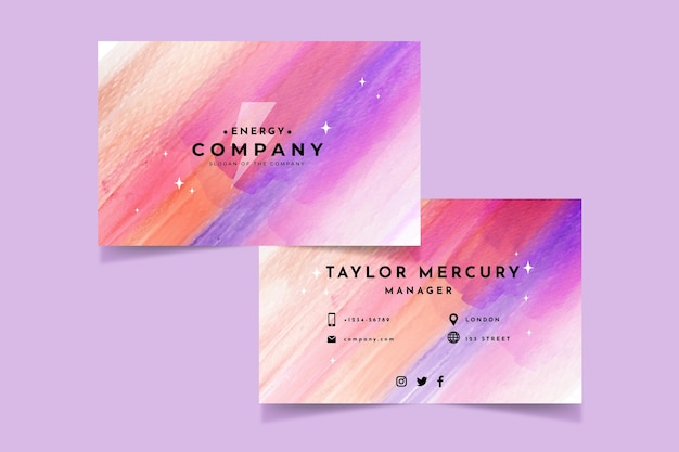 Watercolor paint-dipped business card template